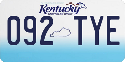 KY license plate 092TYE