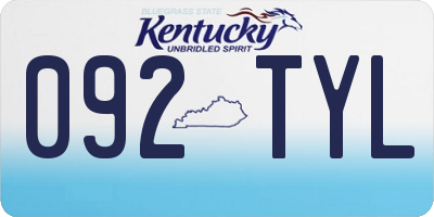 KY license plate 092TYL