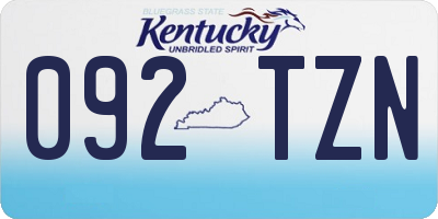 KY license plate 092TZN