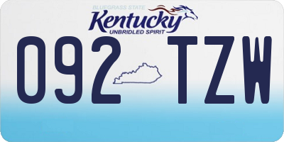 KY license plate 092TZW