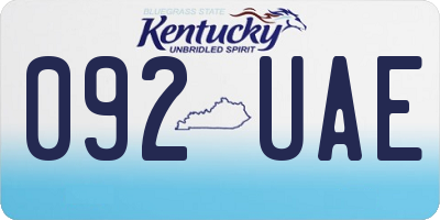 KY license plate 092UAE