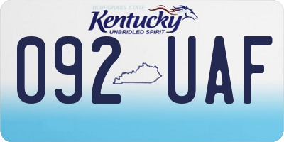 KY license plate 092UAF