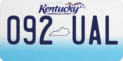 KY license plate 092UAL