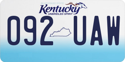 KY license plate 092UAW