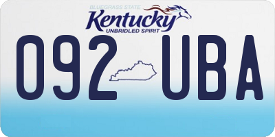 KY license plate 092UBA
