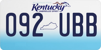 KY license plate 092UBB