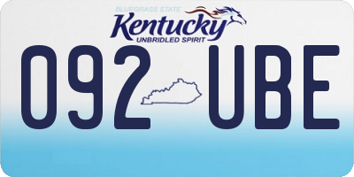 KY license plate 092UBE