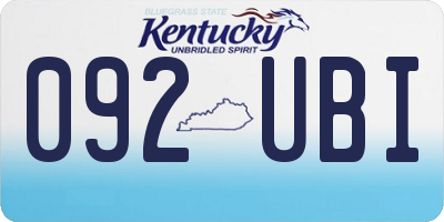 KY license plate 092UBI