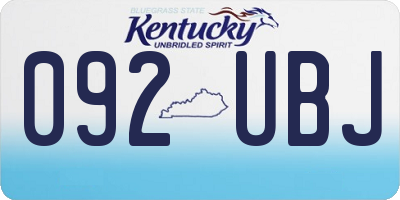 KY license plate 092UBJ