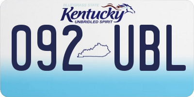 KY license plate 092UBL