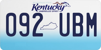 KY license plate 092UBM