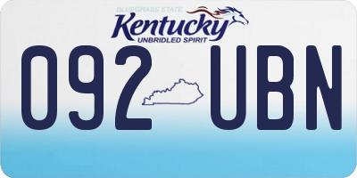 KY license plate 092UBN