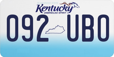 KY license plate 092UBO