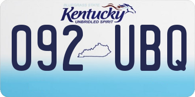 KY license plate 092UBQ