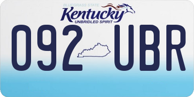 KY license plate 092UBR