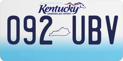 KY license plate 092UBV