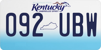 KY license plate 092UBW