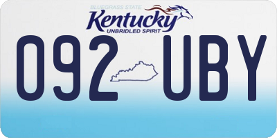 KY license plate 092UBY
