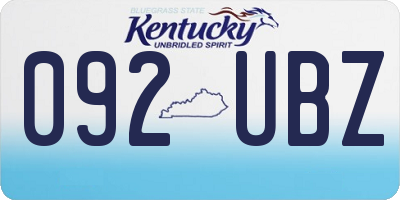 KY license plate 092UBZ