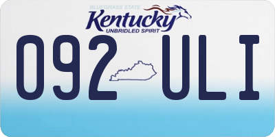 KY license plate 092ULI