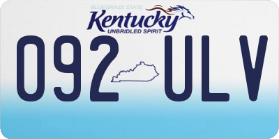 KY license plate 092ULV