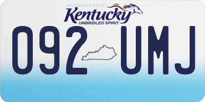 KY license plate 092UMJ