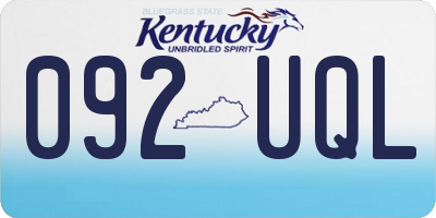 KY license plate 092UQL