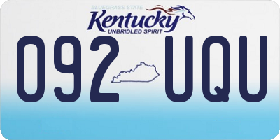 KY license plate 092UQU