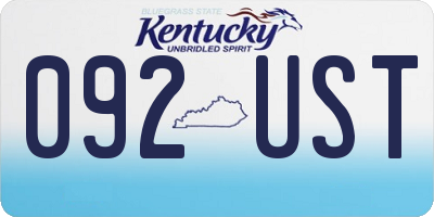 KY license plate 092UST