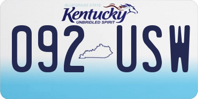 KY license plate 092USW