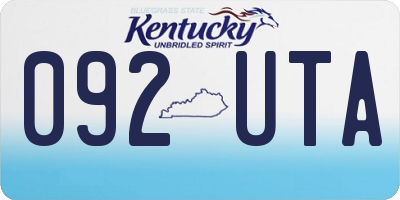 KY license plate 092UTA