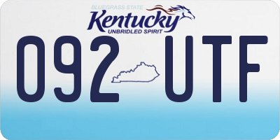 KY license plate 092UTF