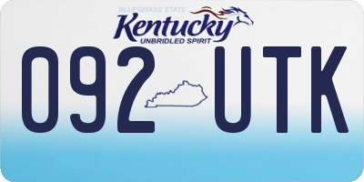 KY license plate 092UTK