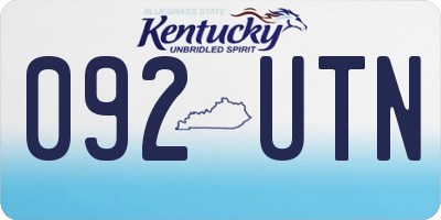 KY license plate 092UTN