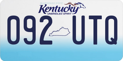 KY license plate 092UTQ