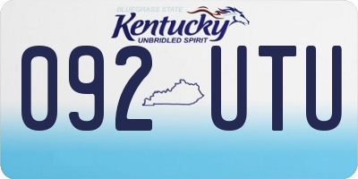 KY license plate 092UTU