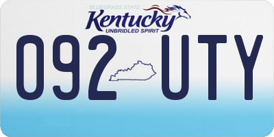 KY license plate 092UTY