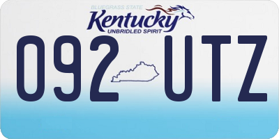 KY license plate 092UTZ