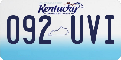 KY license plate 092UVI