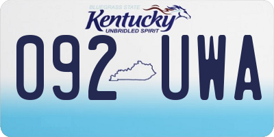 KY license plate 092UWA