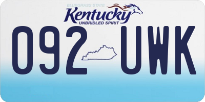 KY license plate 092UWK