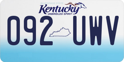 KY license plate 092UWV