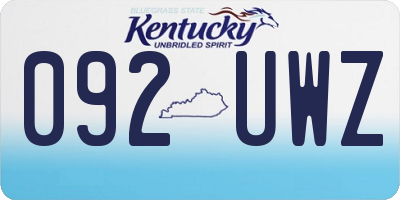 KY license plate 092UWZ