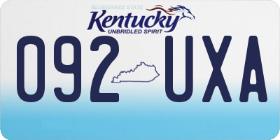 KY license plate 092UXA