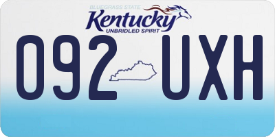 KY license plate 092UXH