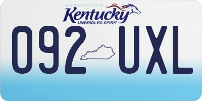 KY license plate 092UXL