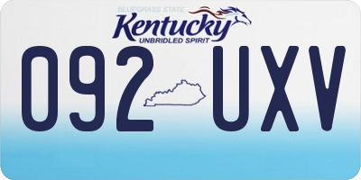 KY license plate 092UXV