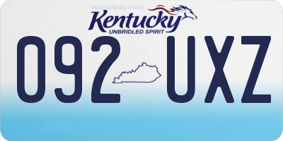 KY license plate 092UXZ