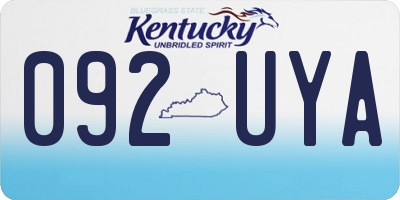 KY license plate 092UYA