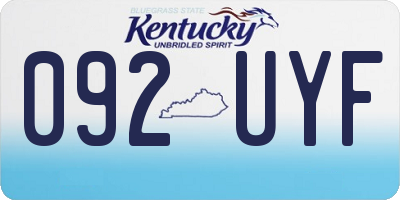 KY license plate 092UYF